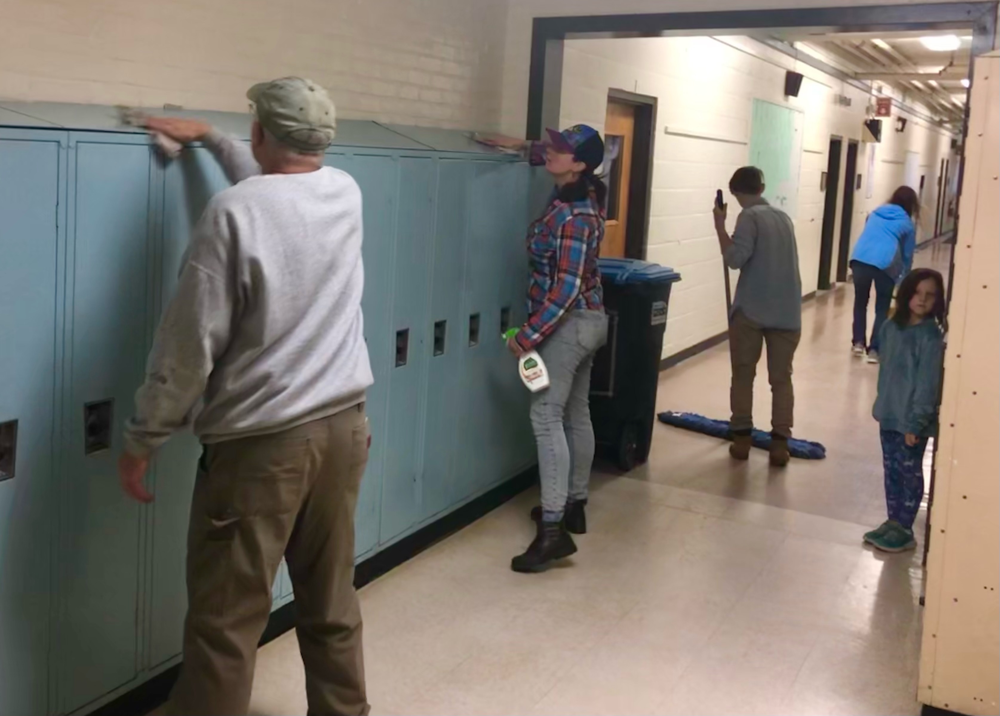 Volunteers Cleaning Lockers