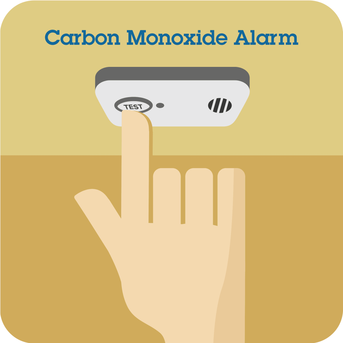 Finger pressing the Test button on a Carbon Monoxide Alarm, Pictogram Courtesy of FEMA