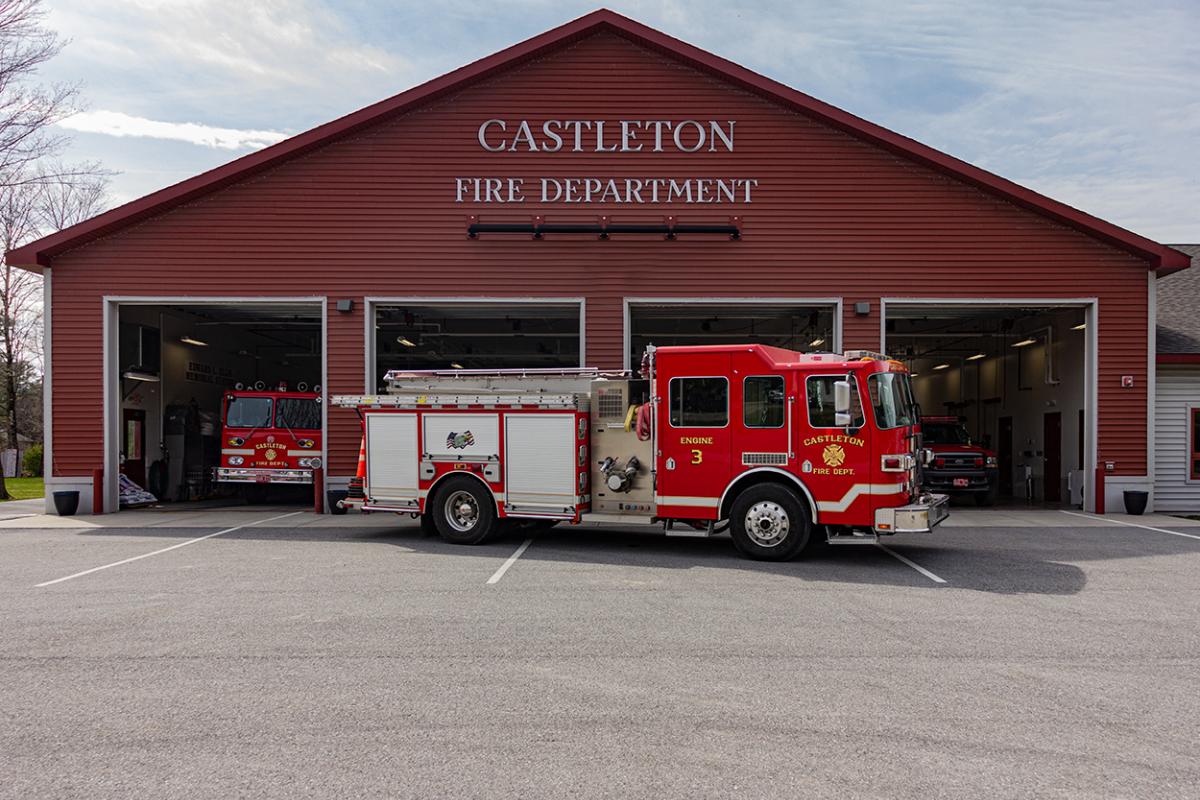 Castleton Fire Department Engine  3  in front of station