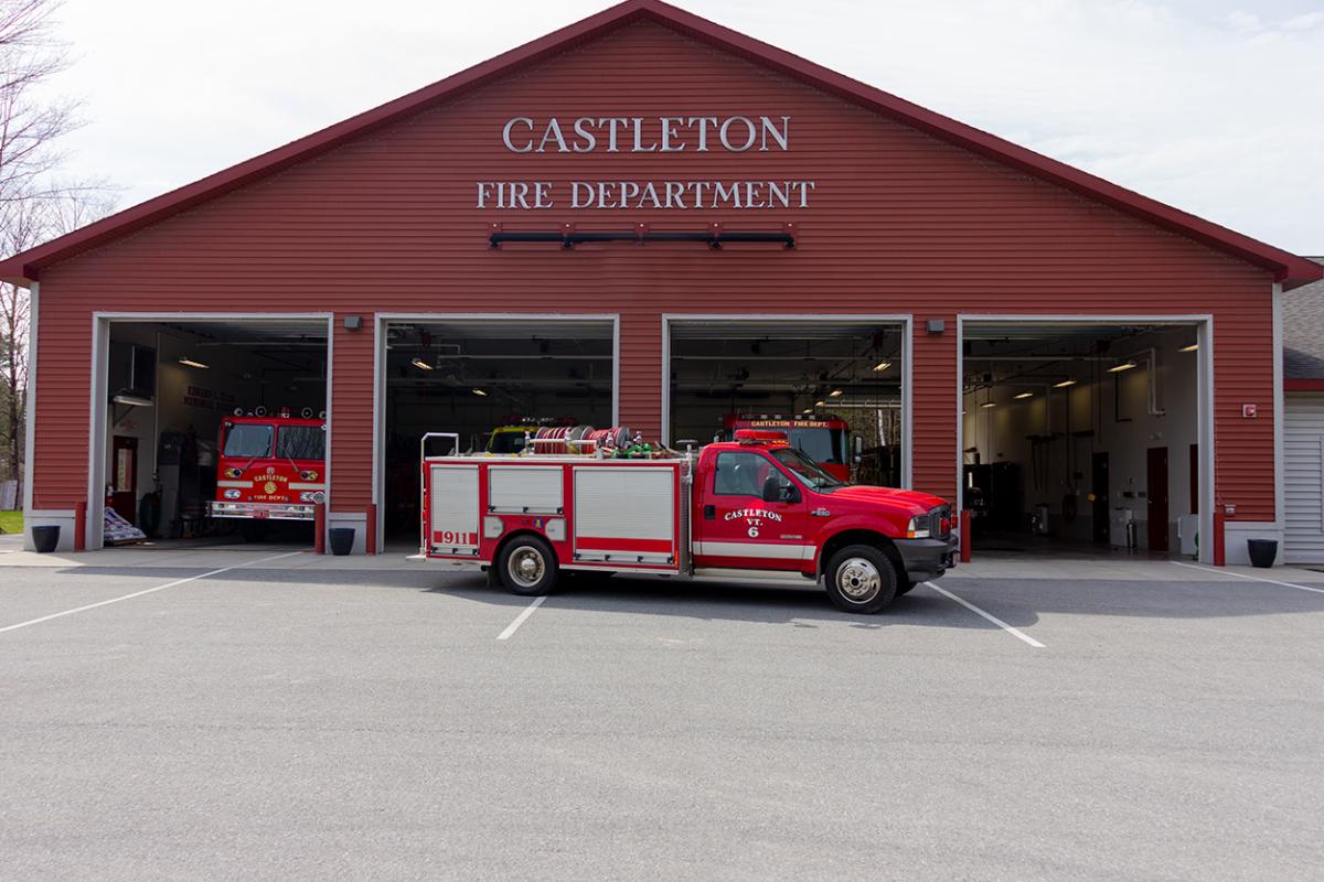 Castleton Fire Department Engine 6  in front of station