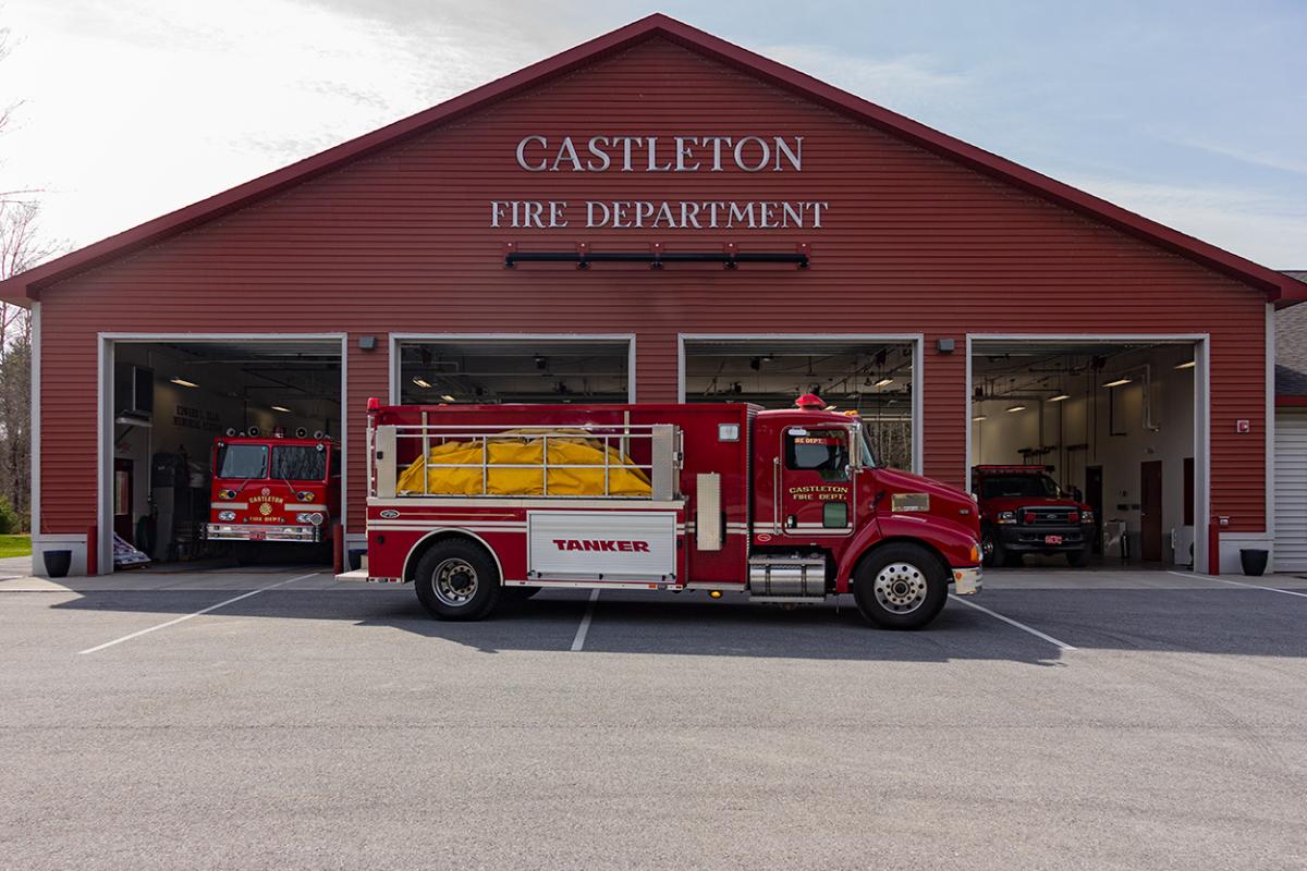 Castleton Fire Department Tanker in front of station