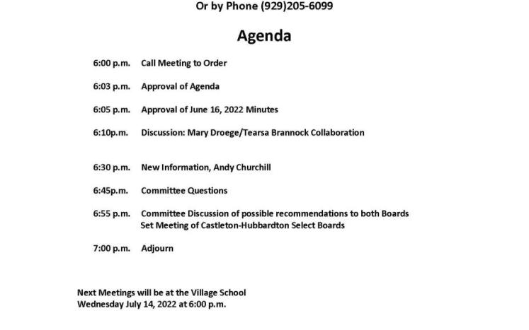 CVS Meeting Agenda 6-29-2022