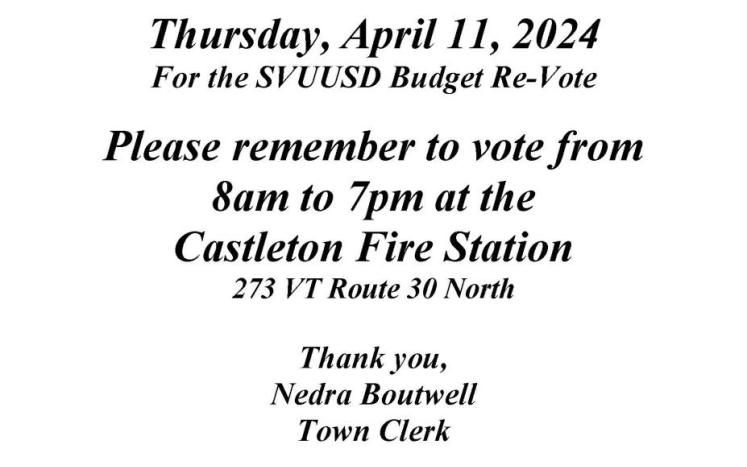 On Thursday, April 11th any absentee ballots will need to be brought to the polls. 